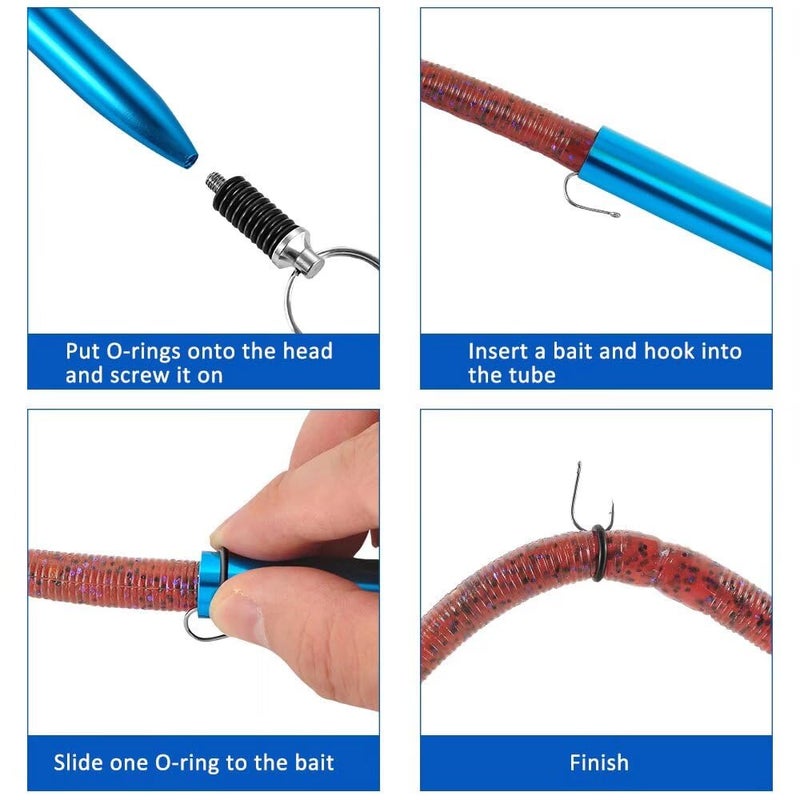 Fishfun Wacky Rig Tool with Silicone O Rings, 100Pcs for 3"-4" Senko Worms and 100Pcs for 5"-7" Worms. Easy Installation and Great Protection of Your Plastic Worms - Image 4